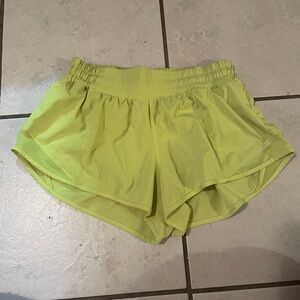 lululemon neon yellow hotty hot shorts